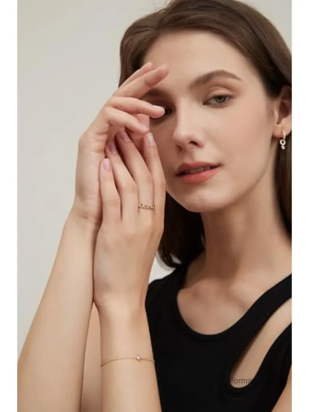 14K Gold Plated Dainty Open Chain Link Stacking Ring Women